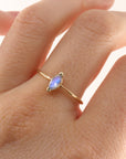 14k Gold Marquise Cut Moonstone Ring, June Birthstone