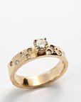 14k Gold Flush Set Diamond Wedding Band, Diamond Gypsy Ring