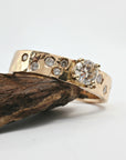 14k Gold Flush Set Diamond Wedding Band, Diamond Gypsy Ring
