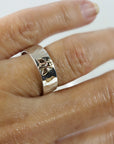 Honey Bee Ring, Sterling Silver Hammered Band and Gold Bee Ring