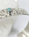 Opal Moon and Stars Hand Stamped Celestial Cuff Bracelet