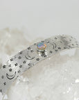 Opal Moon and Stars Hand Stamped Celestial Cuff Bracelet