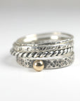 Stacking Ring Set: 14k Gold Ball Hammered Band