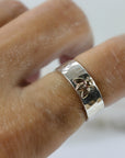 Honey Bee Ring, Sterling Silver Hammered Band and Gold Bee Ring