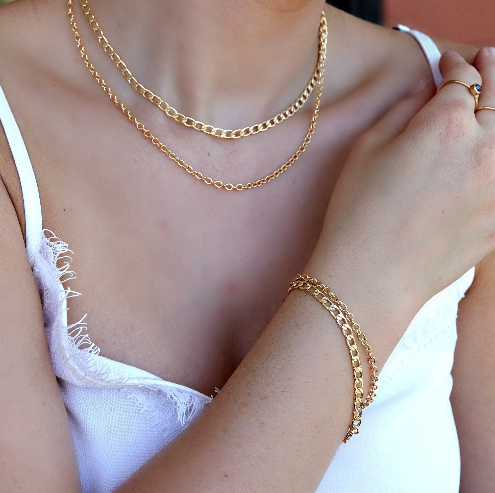 Thick Curb Chain Bracelet, Gold Filled or Sterling Silver