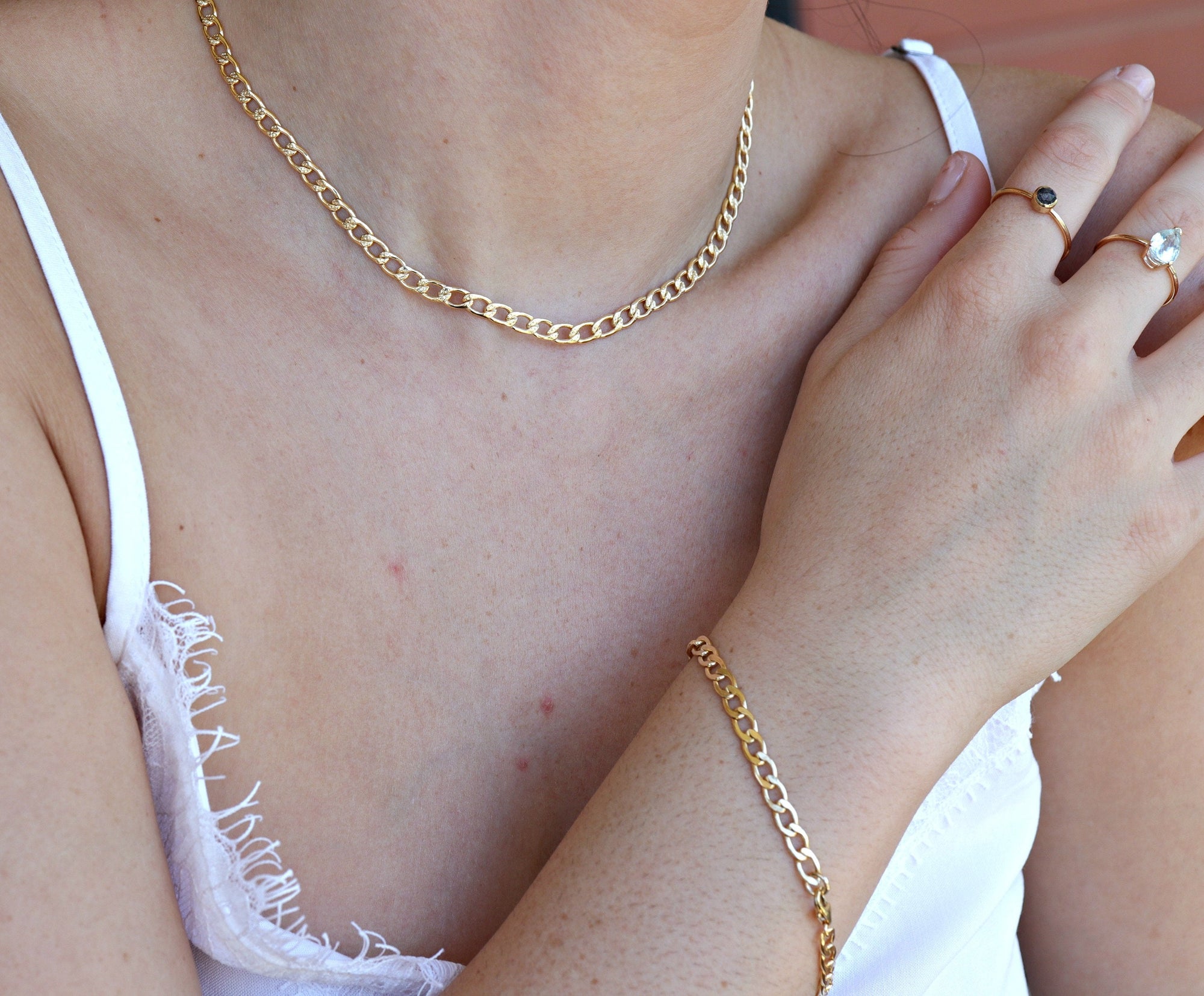 Thick Curb Chain Bracelet, Gold Filled or Sterling Silver