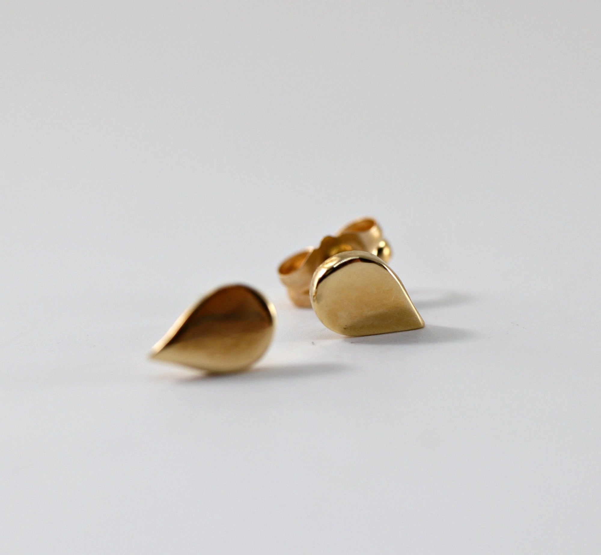 14k Gold Drop Dainty Stud Earrings