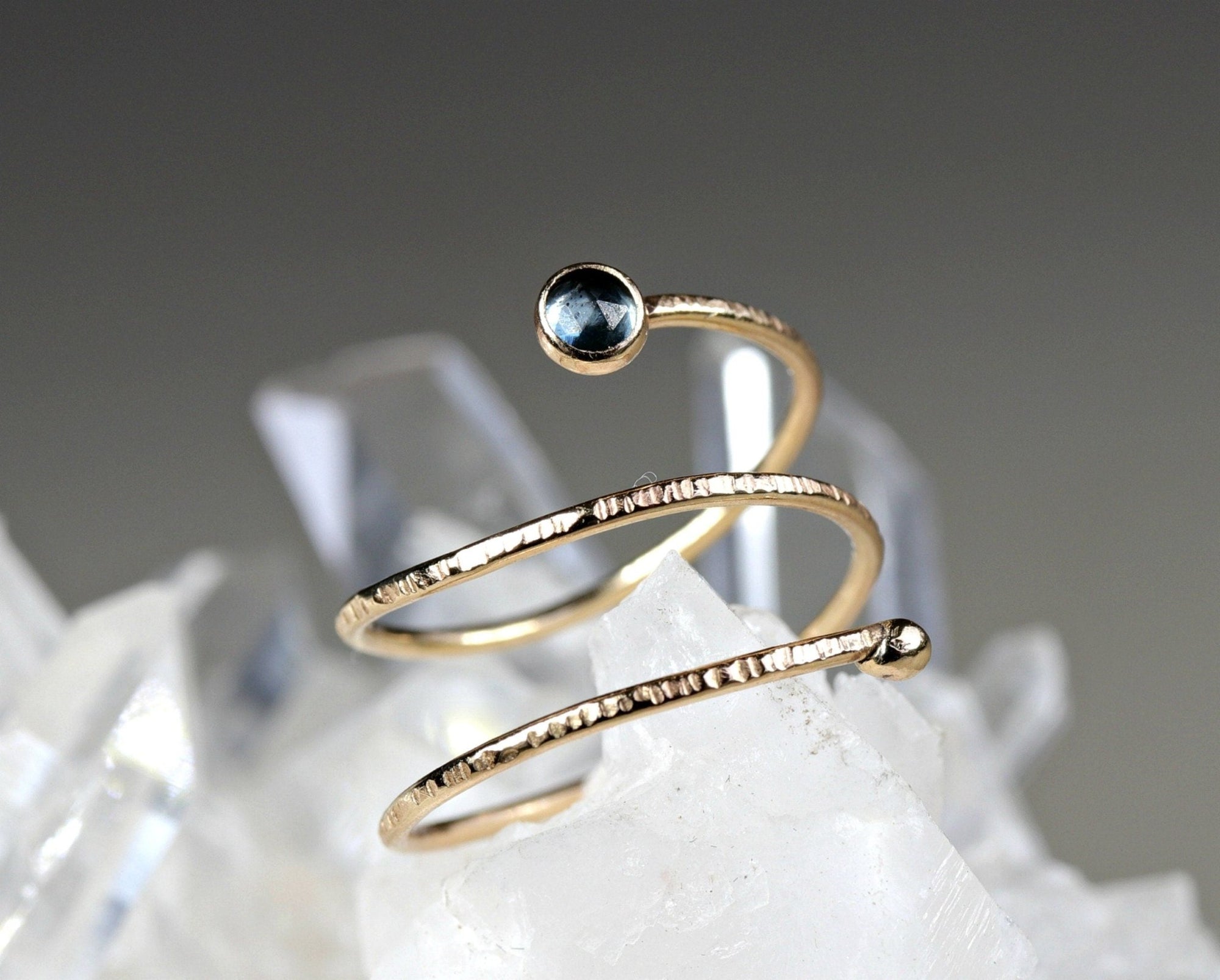 14k Gold London Blue Topaz Wrap Around Ring - Melt'm Jewelry