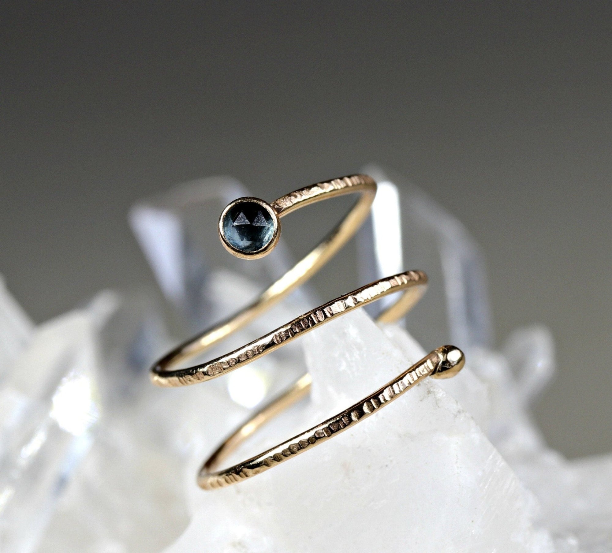 14k Gold London Blue Topaz Wrap Around Ring - Melt'm Jewelry