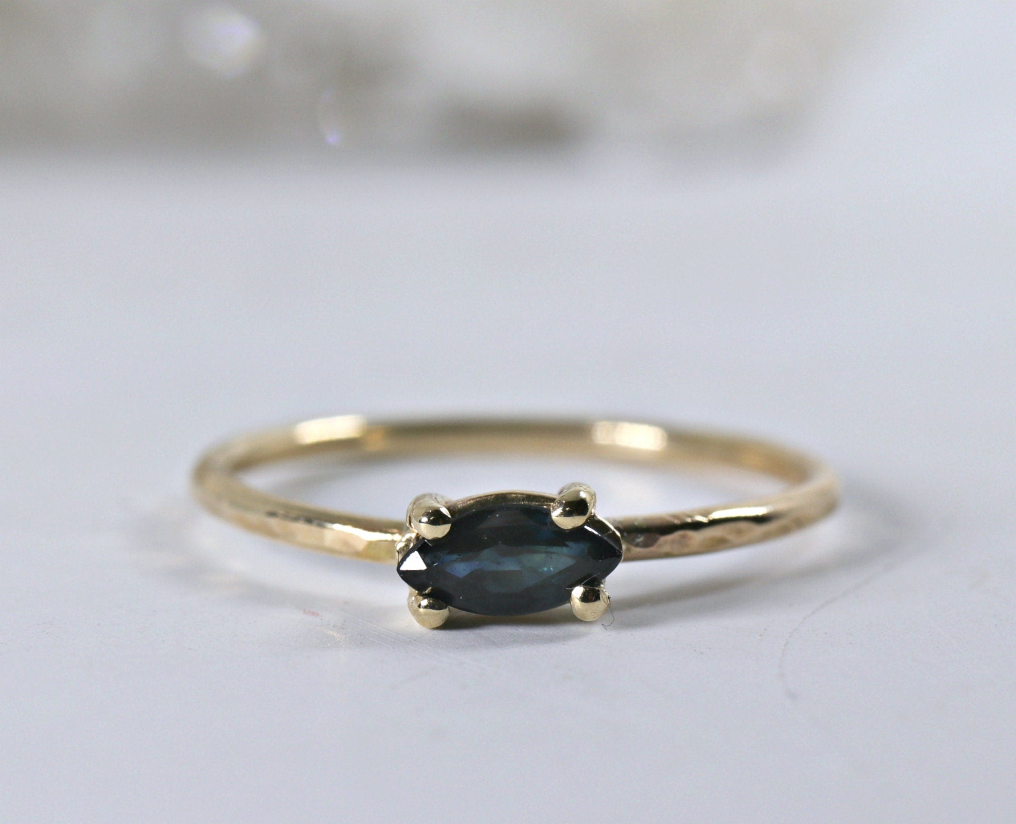 Marquise Cut Sapphire Engagement Ring, September Birthstone Ring - Melt'm Jewelry