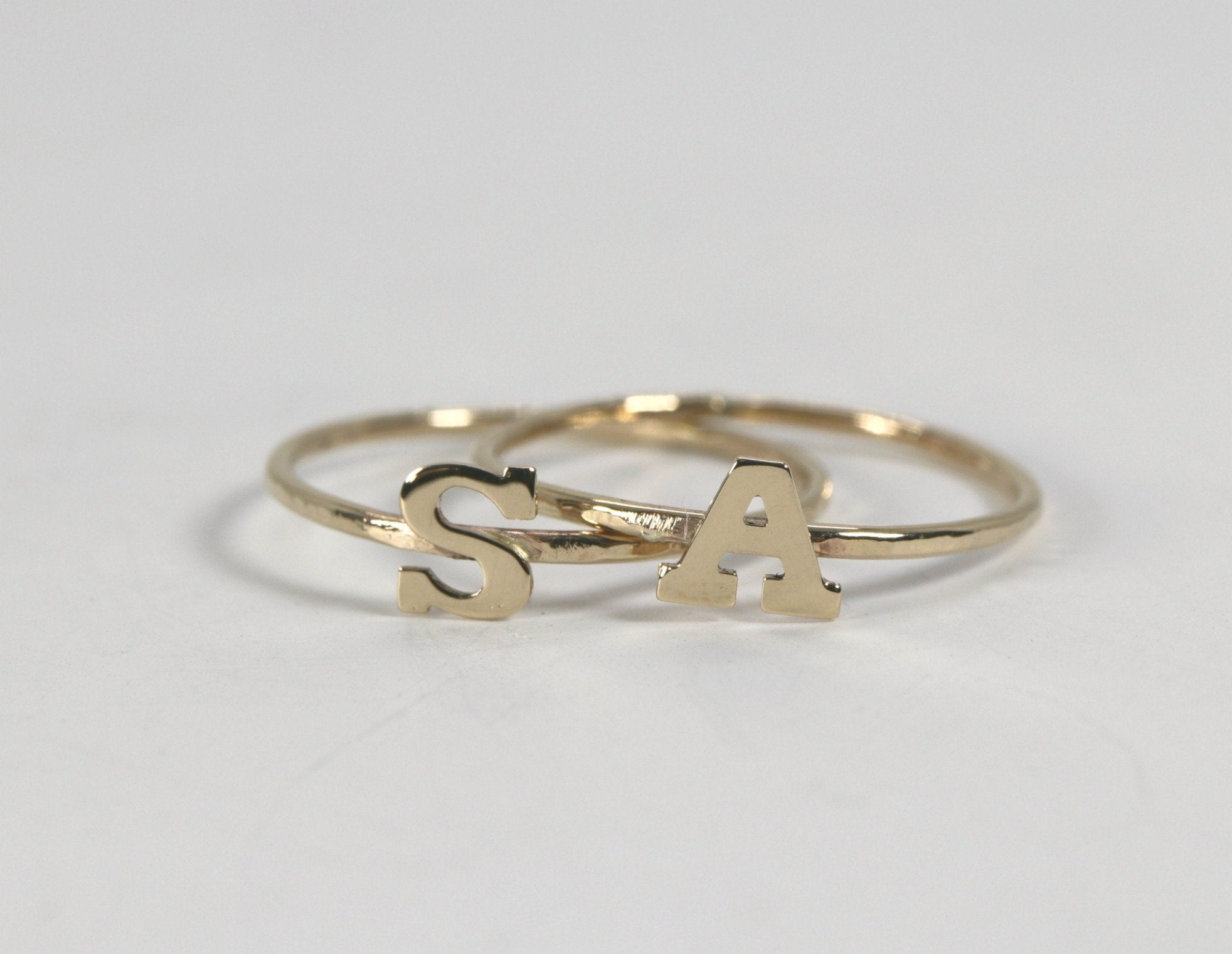 14k Gold Initial Ring - Melt'm Jewelry