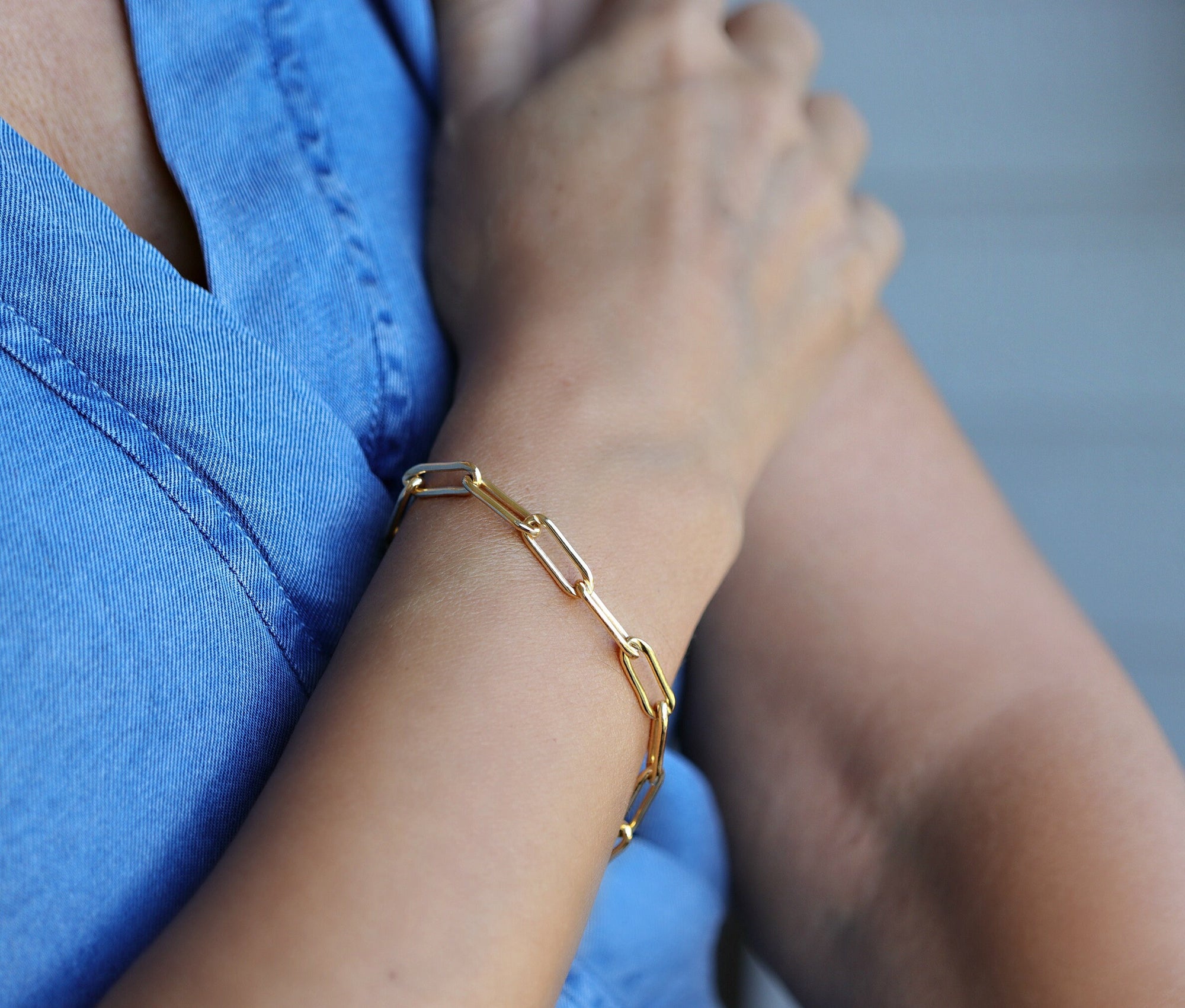 Gold Chunky Bracelet, Gold Filled Link Chain Bracelet