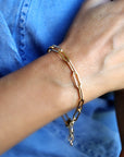 Gold Chunky Bracelet, Gold Filled Link Chain Bracelet