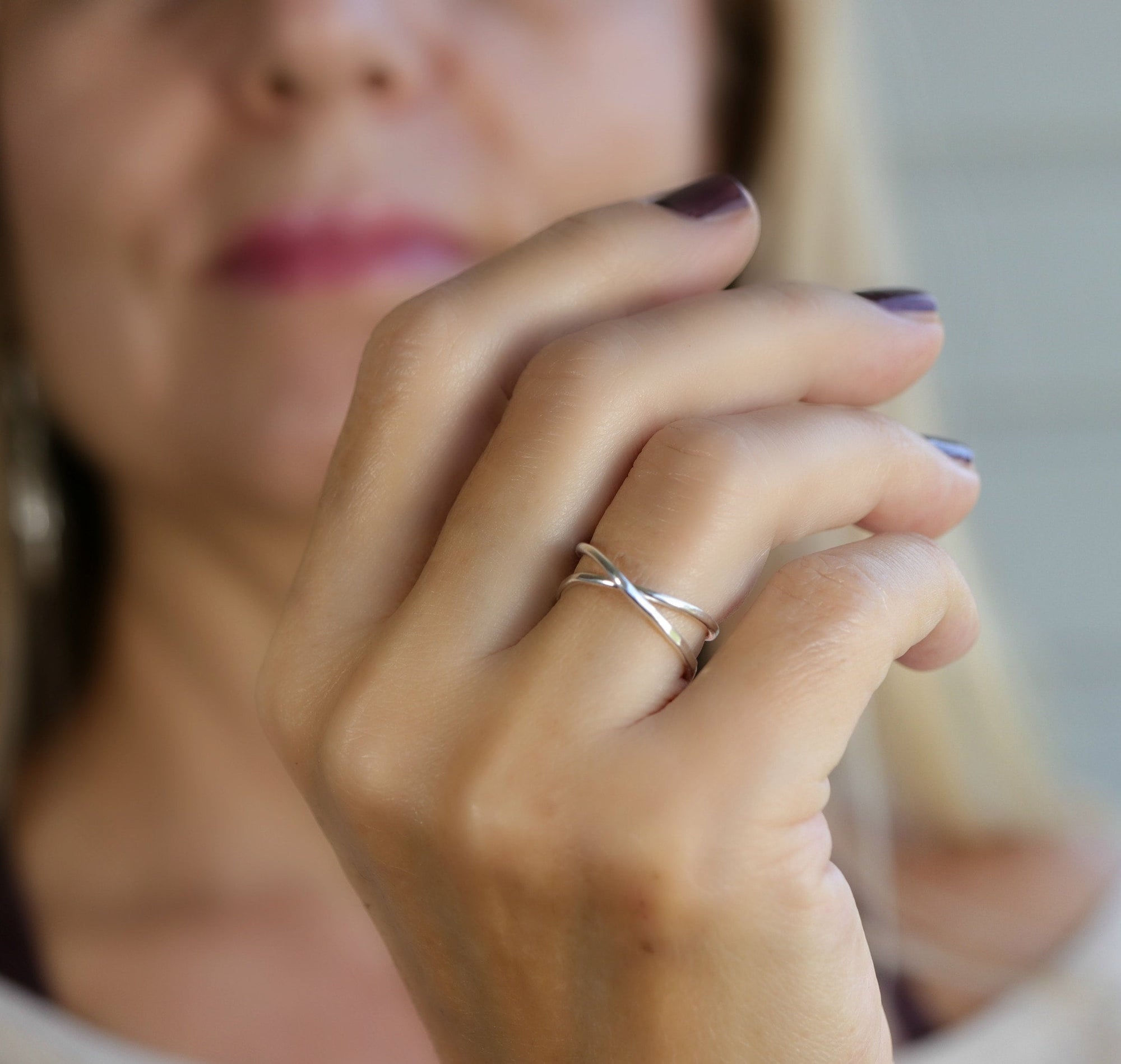 Wrap Around Ring, Hammered Open Ring