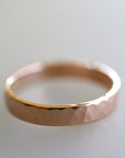 14k Rose Gold Hammered Wedding Band 3mm - Melt'm Jewelry