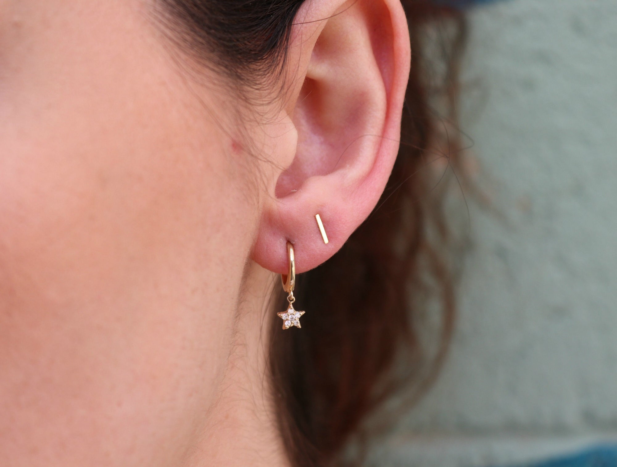 Minimalist Bar Stud Earrings 14k Gold