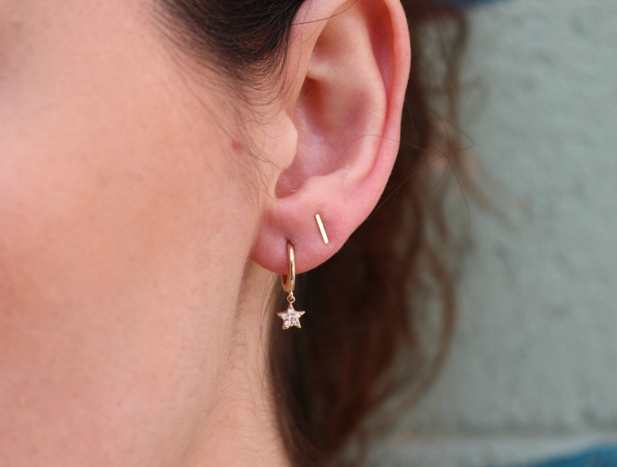 Minimalist Bar Stud Earrings 14k Solid Gold - Melt'm Jewelry