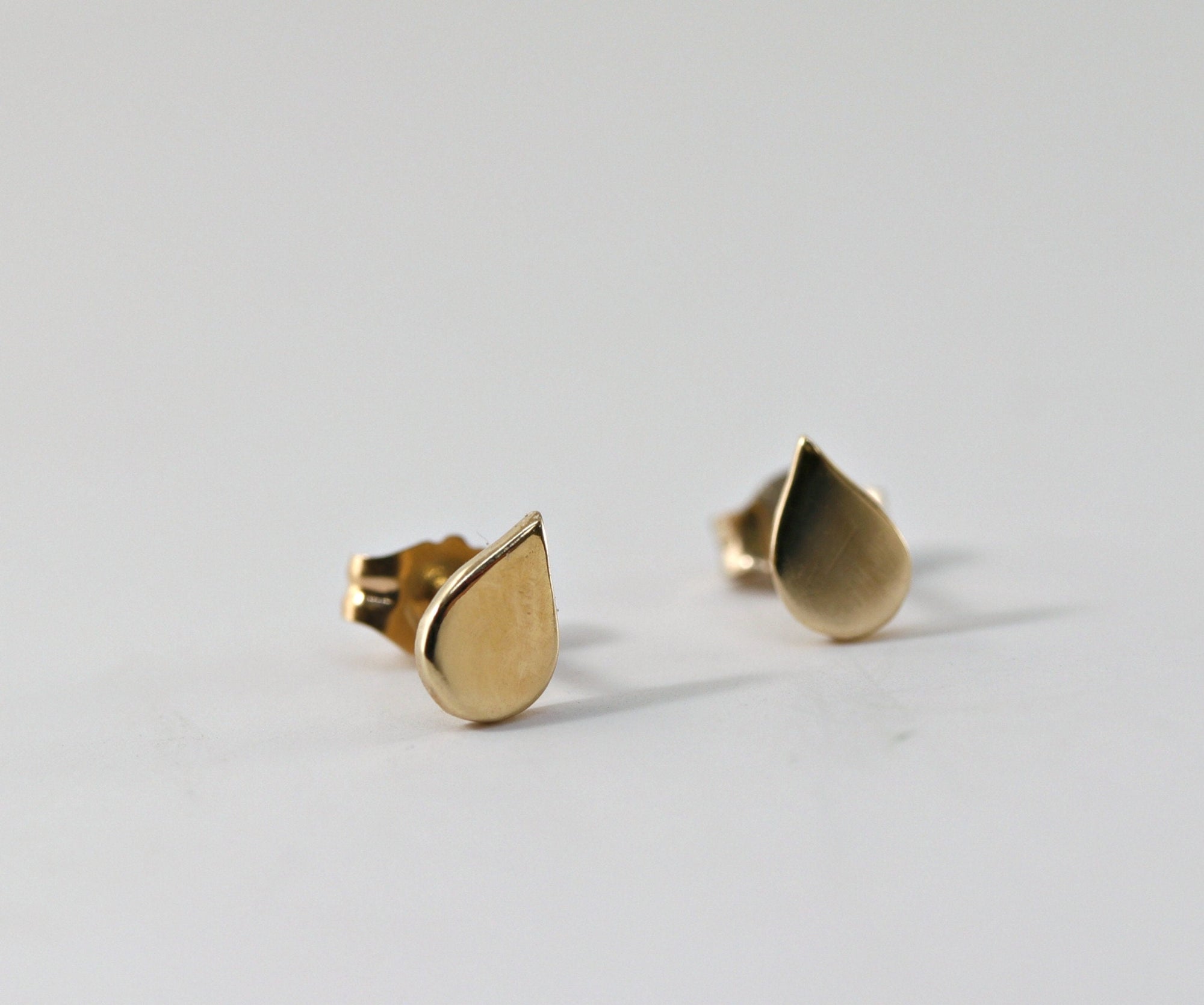 14k Gold Drop Dainty Stud Earrings