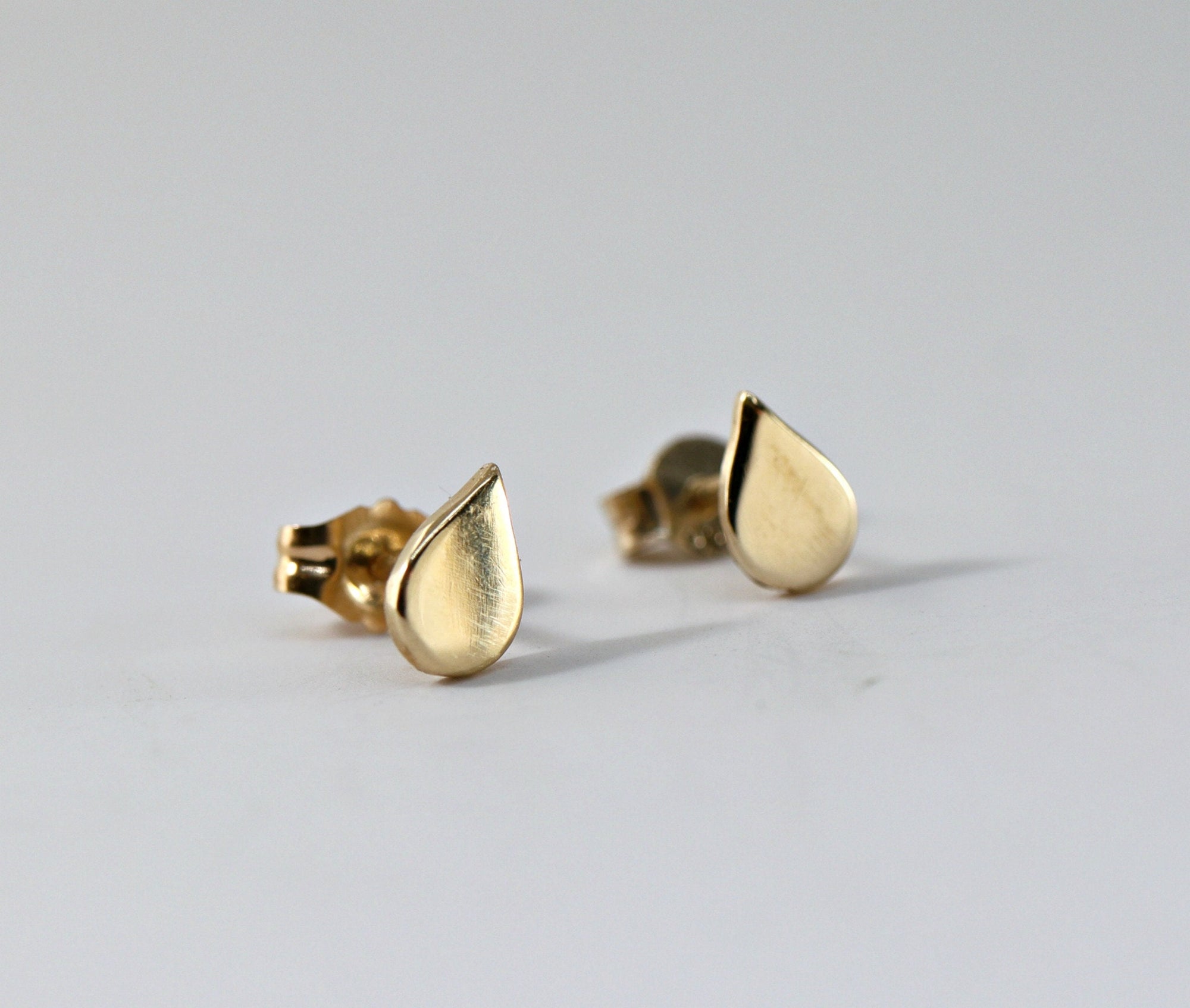 14k Gold Drop Dainty Stud Earrings