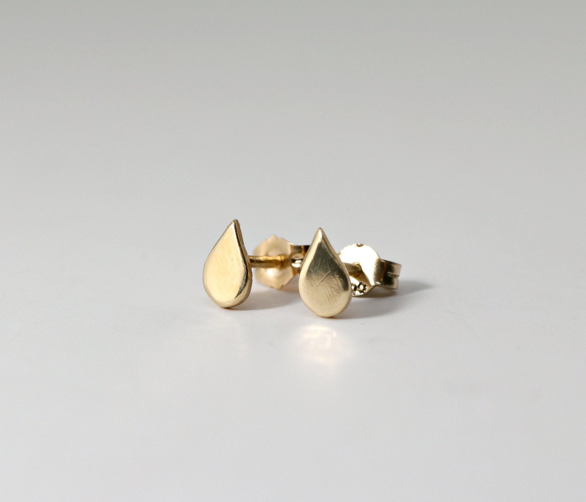 14k Gold Drop Dainty Stud Earrings