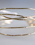 Wrap Cuff Bracelet, Hammered Gold Open Bangle - Melt'm Jewelry