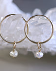 Pearl Hoop Earrings, Rose Gold Bridal Jewelry, Gold Filled Hoops