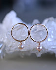 Pearl Hoop Earrings, Rose Gold Bridal Jewelry, Gold Filled Hoops