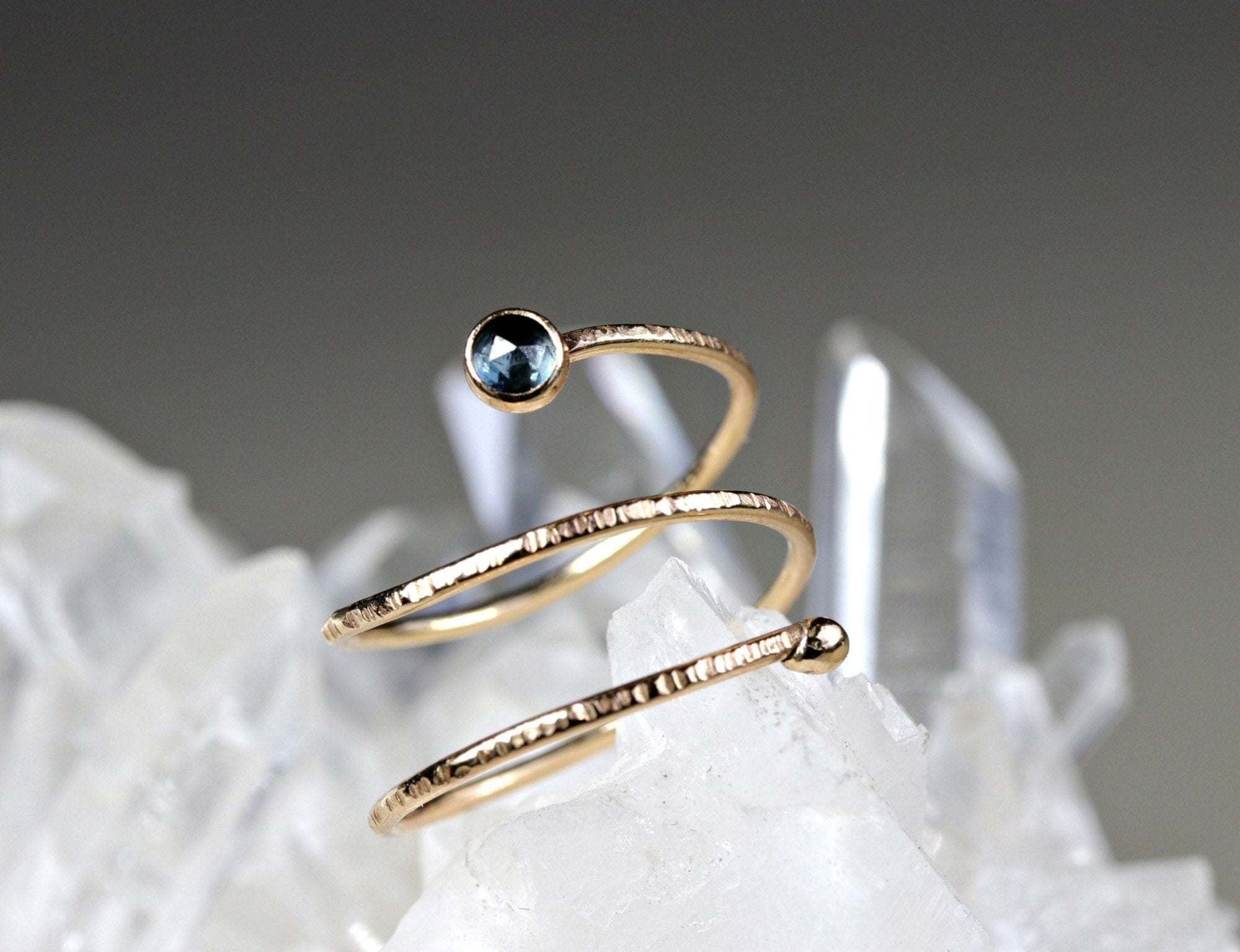 14k Gold London Blue Topaz Wrap Around Ring - Melt'm Jewelry