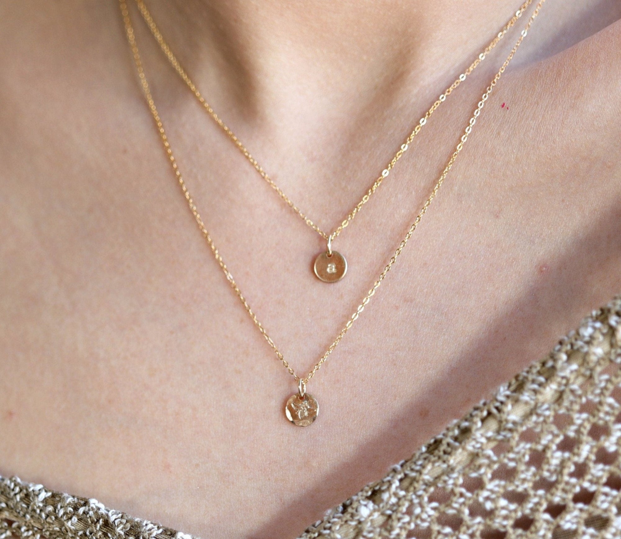 Personalized Layered Rose Gold Necklaces, Set of Two - Melt'm Jewelry