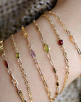 Dainty Gold Chain Blue Topaz Bracelet - Melt'm Jewelry
