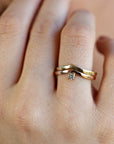 14k Gold Chevron Diamond Wedding Band Ring - Melt'm Jewelry
