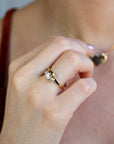 Chevron Wedding Band Three Stone Diamond Ring - Melt'm Jewelry