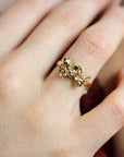 14k Gold Floral Leaf Ring – Nature Inspired Art Nouveau Bouquet Ring - Melt'm Jewelry