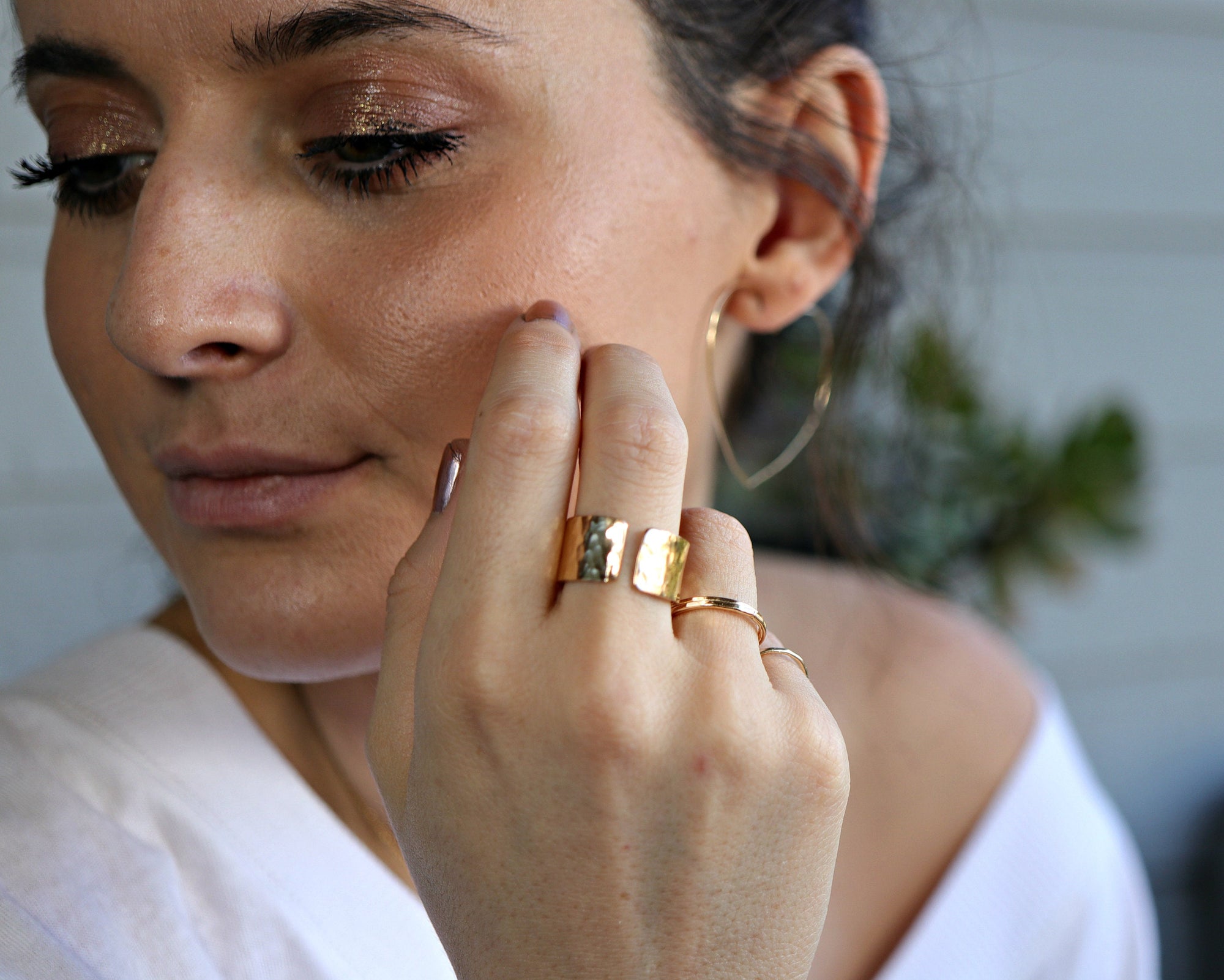 Gold Filled Wide Hammered Ring