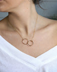 Interlocking Circle Necklace, Gold Double Circle Necklace