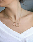 Interlocking Circle Necklace, Gold Double Circle Necklace - Melt'm Jewelry