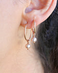 Pearl Hoop Earrings, Rose Gold Bridal Jewelry, Gold Filled Hoops