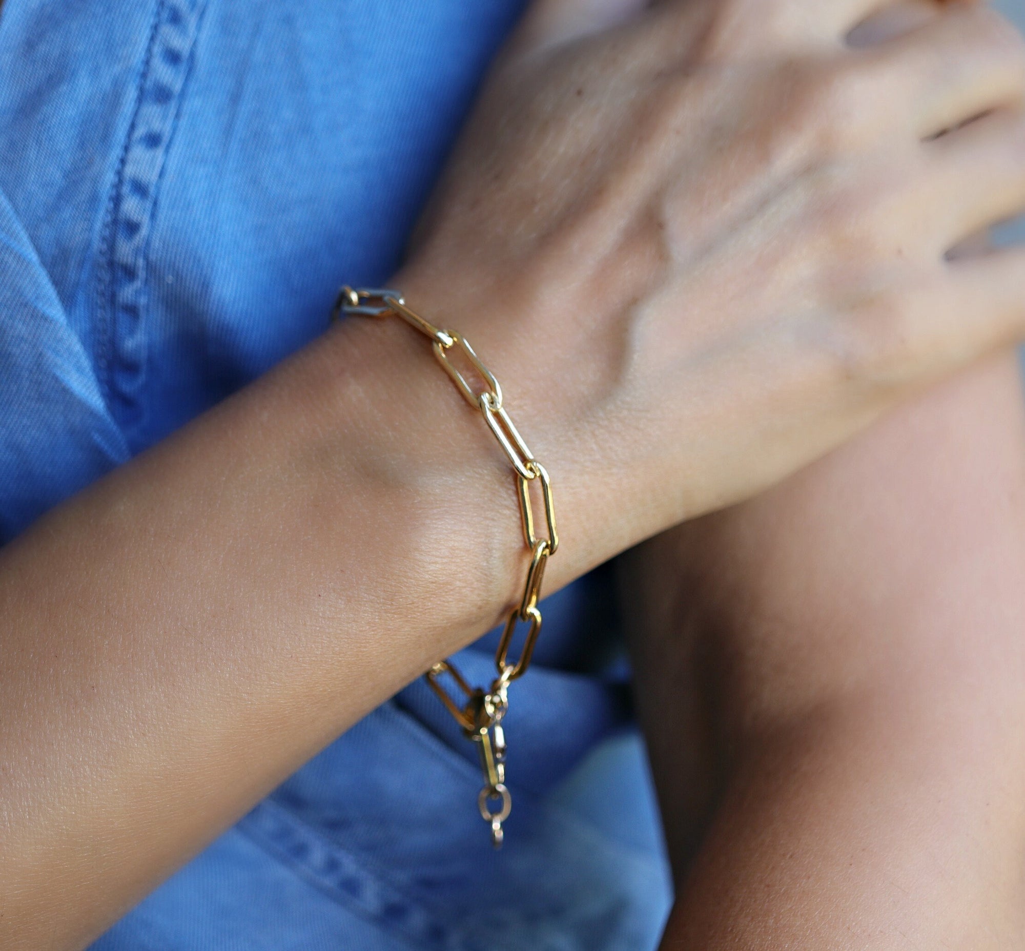 Gold Chunky Bracelet, Gold Filled Link Chain Bracelet