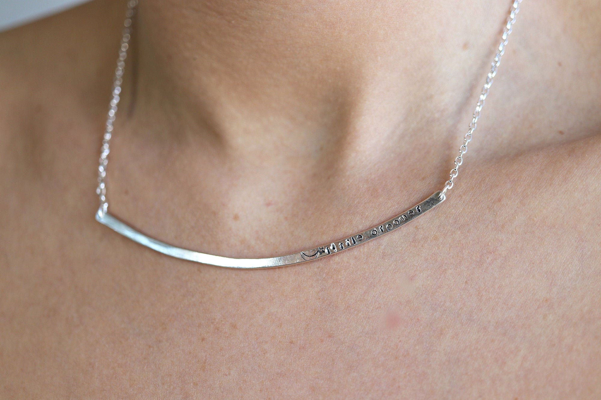 Personalized Silver Bar Necklace