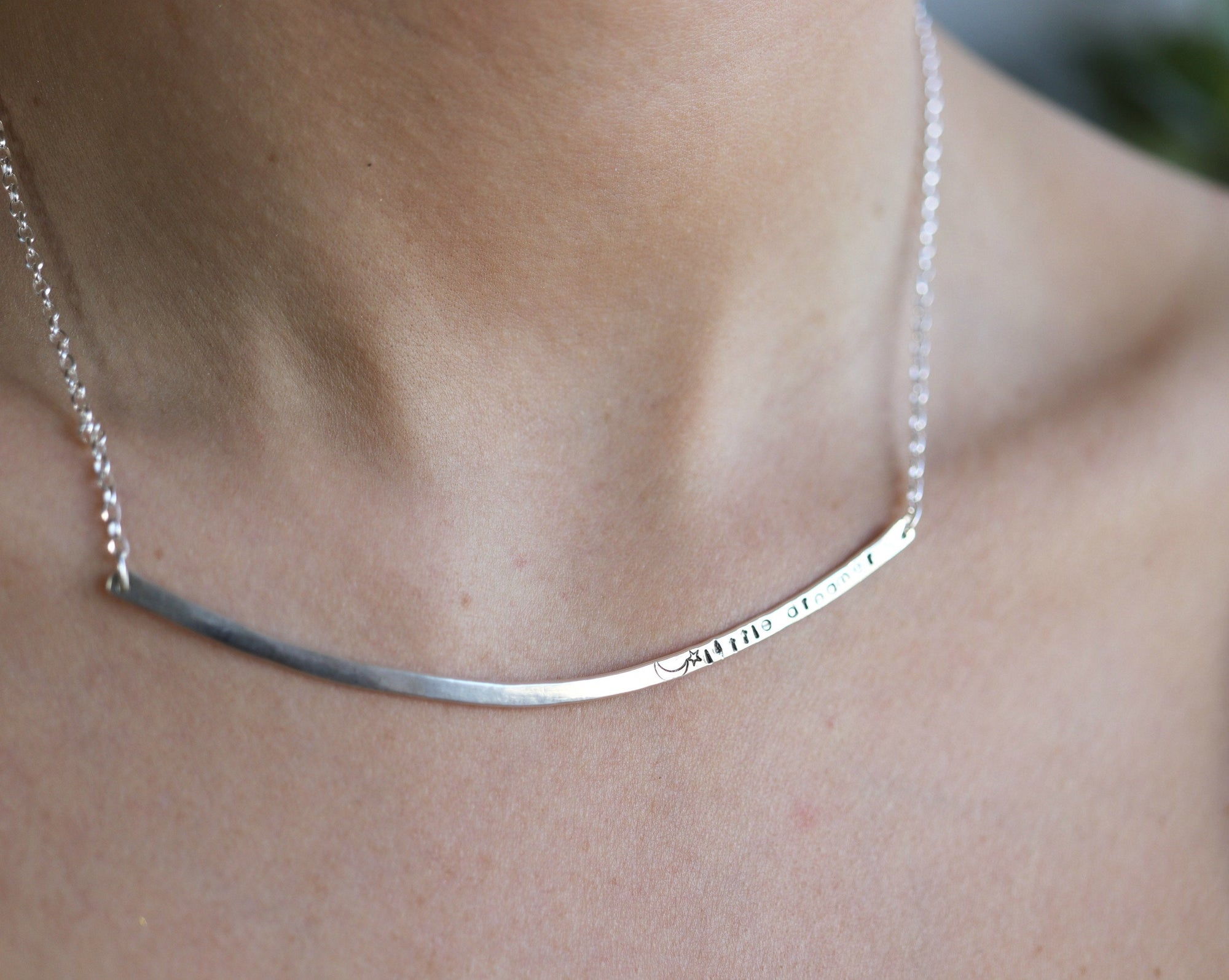 Personalized Silver Bar Necklace