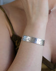 Opal Moon and Stars Hand Stamped Celestial Cuff Bracelet