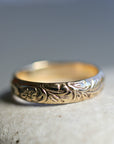 Art Nouveau Romantic Floral Wedding Band Ring Art Nouveau Romantic