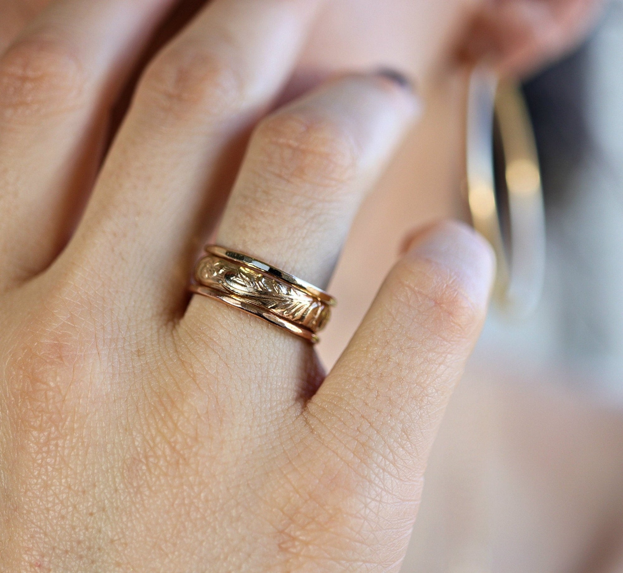 Art Nouveau Romantic Floral Wedding Band Ring Art Nouveau Romantic - Melt'm Jewelry