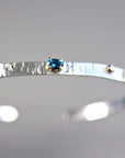 London Blue Topaz or Green Sapphire Hammered Silver Gold Dots Mixed Metal Cuff Bracelet