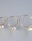 Pearl Hoop Earrings, Rose Gold Bridal Jewelry, Gold Filled Hoops