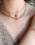 Rose Gold Filled Chunky Necklace, Link Thick Chain Necklace