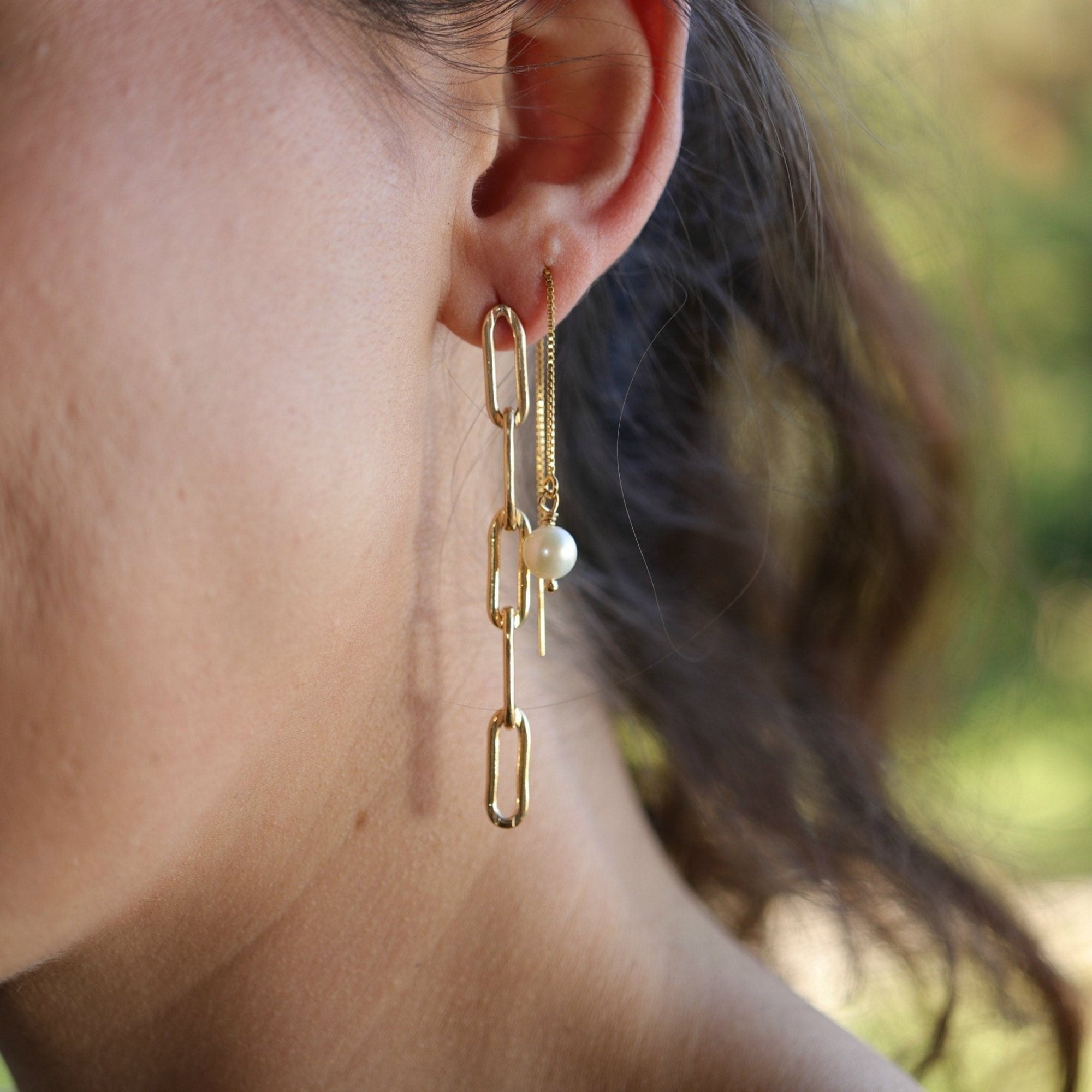 Freshwater Pearl Chain Earrings in Gold Filled, Solid Gold or Sterling Silver - Melt'm Jewelry