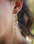 Freshwater Pearl Chain Earrings in Gold Filled, Solid Gold or Sterling Silver - Melt'm Jewelry