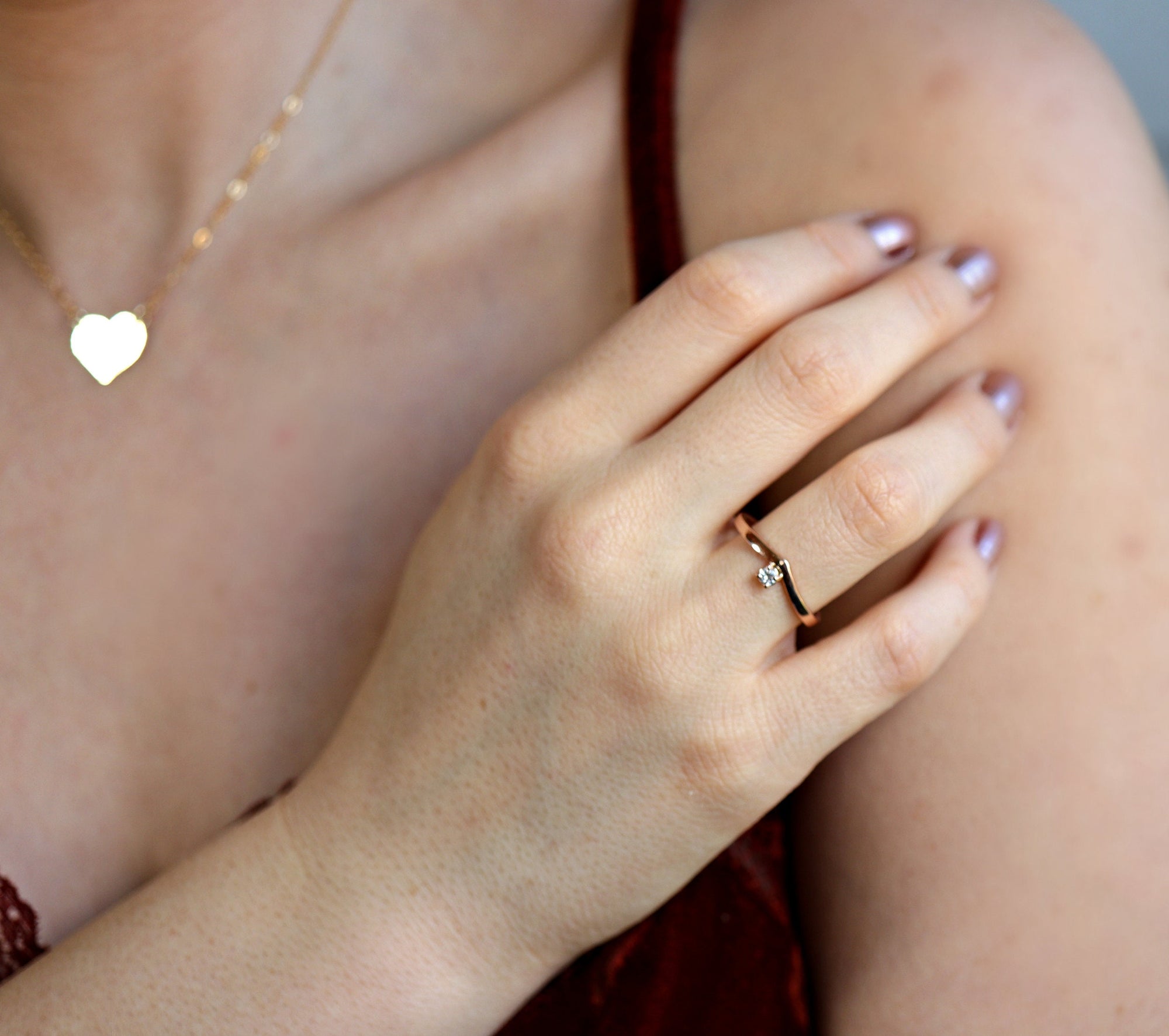 14k Gold Chevron Diamond Wedding Band Ring