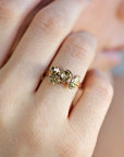 14k Gold Floral Leaf Ring – Nature Inspired Art Nouveau Bouquet Ring - Melt'm Jewelry